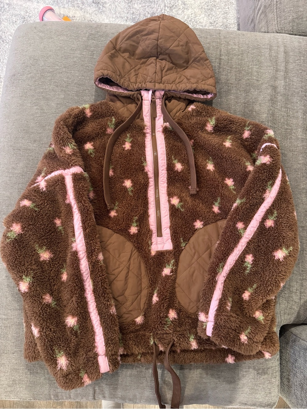 Joy Lab Target brown and pink fuzzy pullover